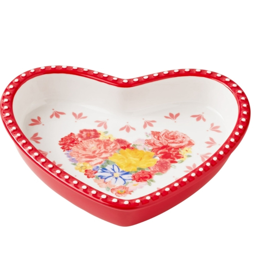 ❤️ New Pioneer Woman 2-Piece Ceramic Heart Shaped Baking Dish - Picture 4 of 9